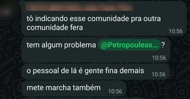 Aluno: tô indicando essa comunidade pra outra comunidade, o pessoal de lá é gente fina demais